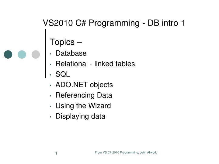 vs2010 c programming db intro 1