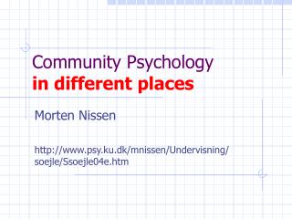 Community Psychology in different places