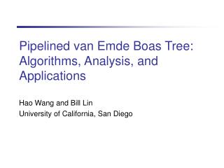 Pipelined van Emde Boas Tree: Algorithms, Analysis, and Applications