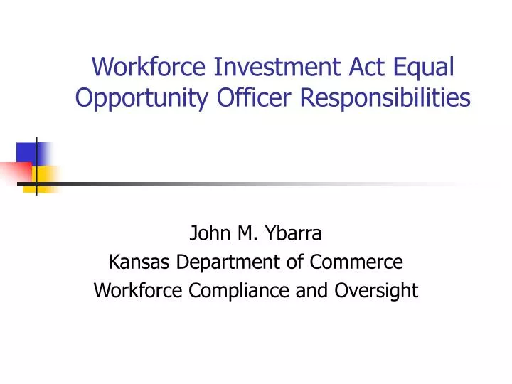 workforce investment act equal opportunity officer responsibilities