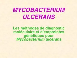 MYCOBACTERIUM ULCERANS