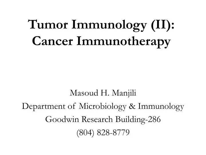 tumor immunology ii cancer immunotherapy