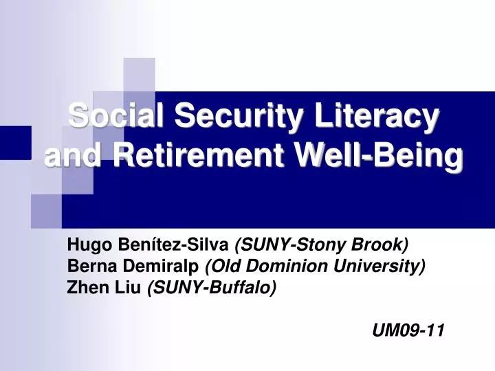 social security literacy and retirement well being