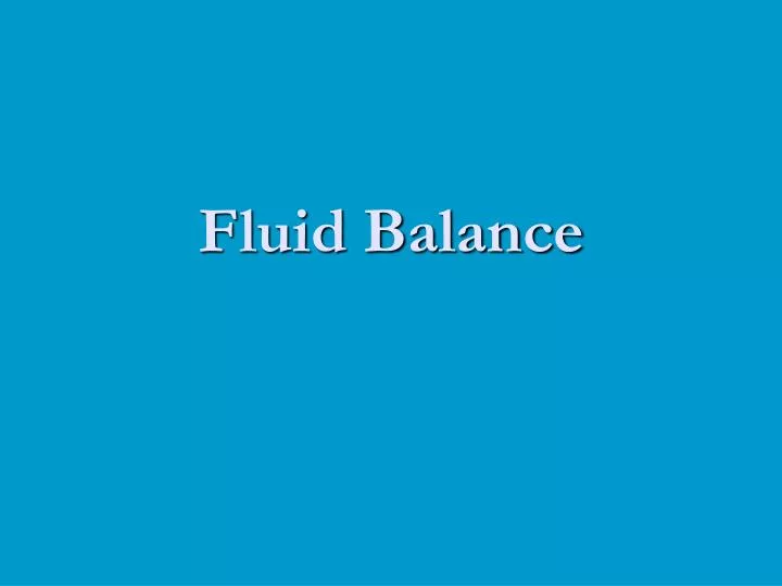 fluid balance