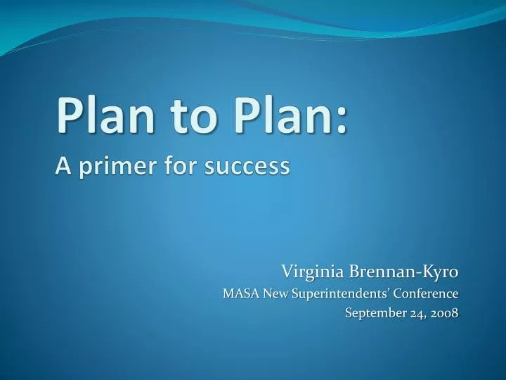 plan to plan a primer for success