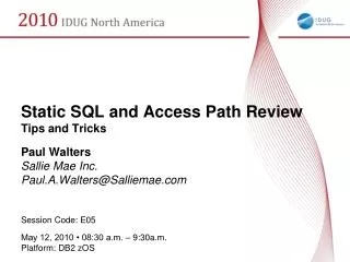Static SQL and Access Path Review Tips and Tricks