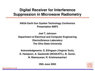 Digital Receiver for Interference Suppression in Microwave Radiometry