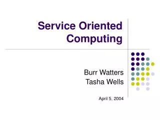 Service Oriented Computing