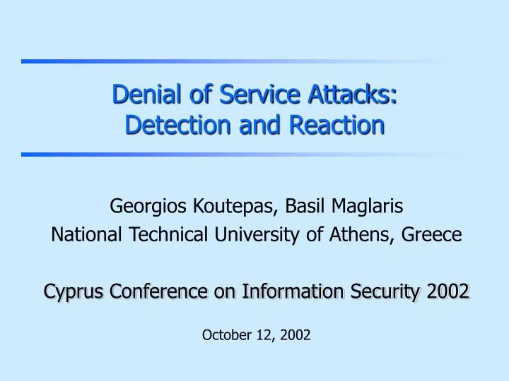 denial of service attacks detection and reaction