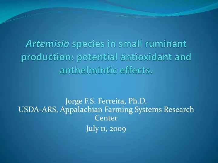 artemisia species in small ruminant production potential antioxidant and anthelmintic effects