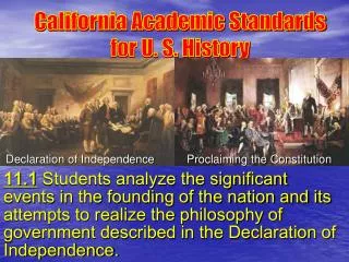 California Academic Standards for U. S. History