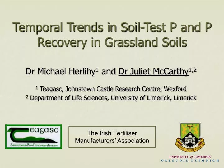 temporal trends in soil test p and p recovery in grassland soils