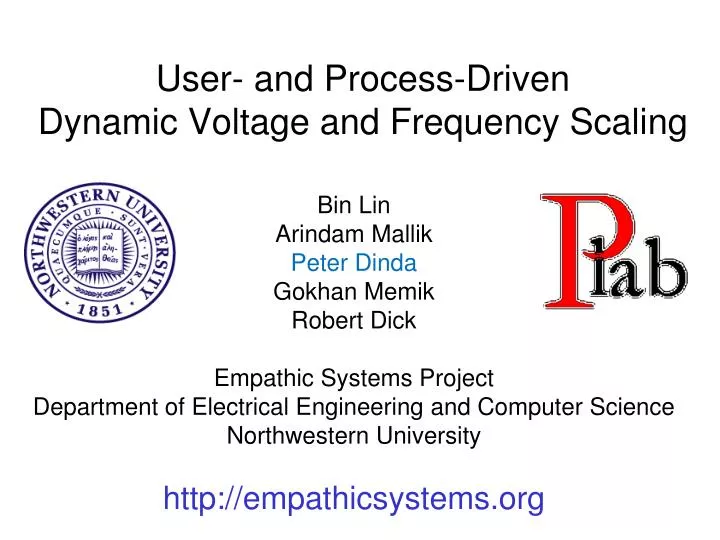 user and process driven dynamic voltage and frequency scaling