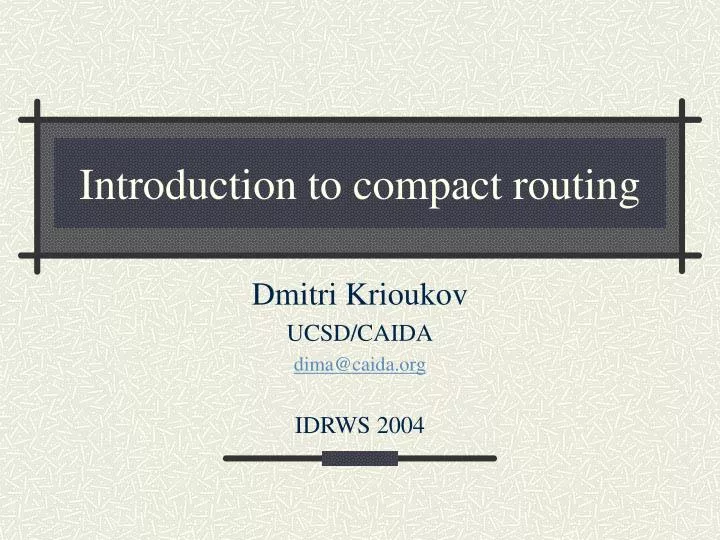 introduction to compact routing