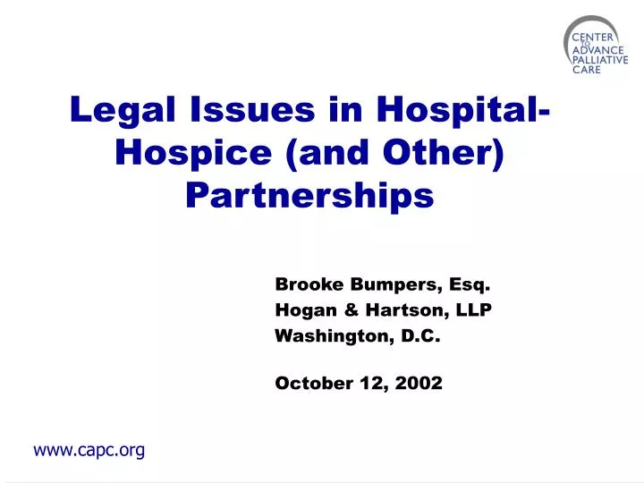 legal issues in hospital hospice and other partnerships