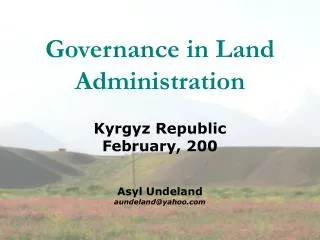 Governance in Land Administration