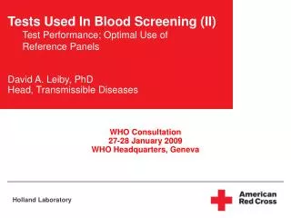 Tests Used In Blood Screening (II) Test Performance; Optimal Use of Reference Panels