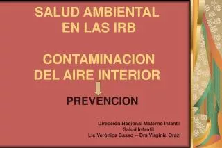 SALUD AMBIENTAL EN LAS IRB CONTAMINACION DEL AIRE INTERIOR