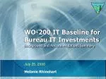WO-200 IT Baseline for Bureau IT Investments Background and Recommendations Summary - slide 1