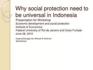 Why social protection need to be universal in Indonesia