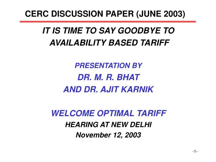 cerc discussion paper june 2003