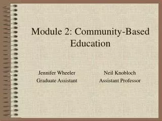 Module 2: Community-Based Education