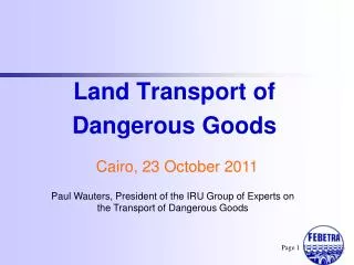 Land Transport of Dangerous Goods