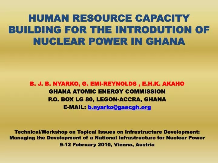 human resource capacity building for the introdution of nuclear power in ghana