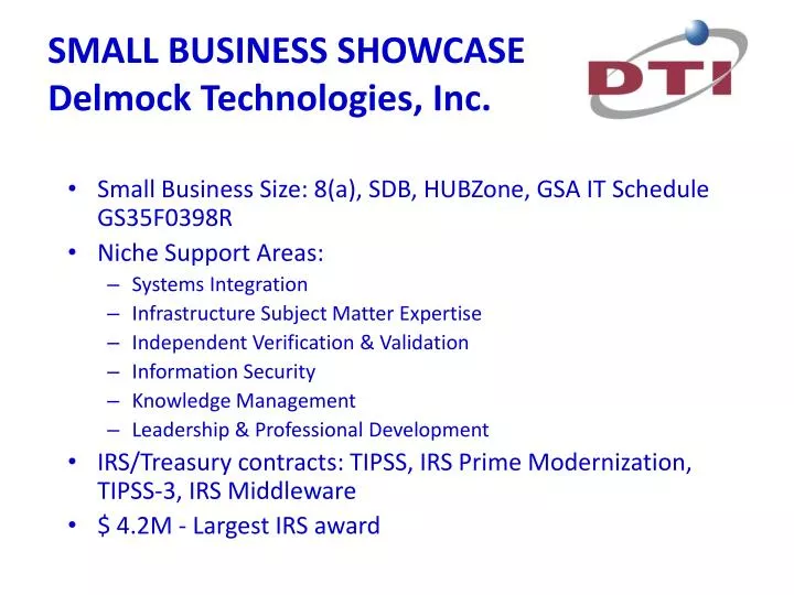 small business showcase delmock technologies inc