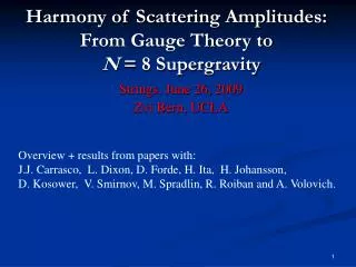 Harmony of Scattering Amplitudes: From Gauge Theory to N = 8 Supergravity