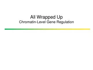 All Wrapped Up Chromatin-Level Gene Regulation