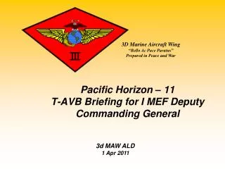 Pacific Horizon – 11 T-AVB Briefing for I MEF Deputy Commanding General