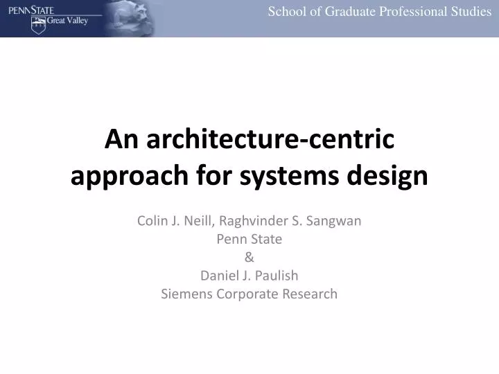 an architecture centric approach for systems design