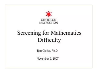 Screening for Mathematics Difficulty