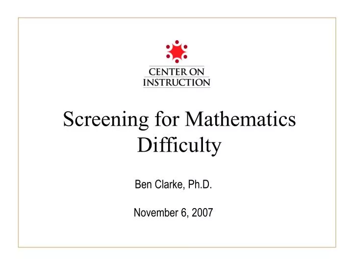 screening for mathematics difficulty