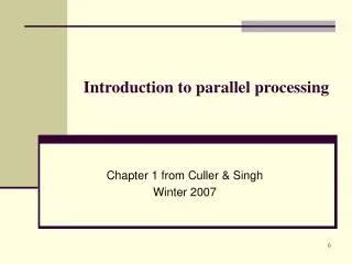 Introduction to parallel processing