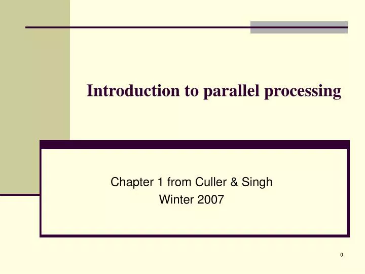 introduction to parallel processing
