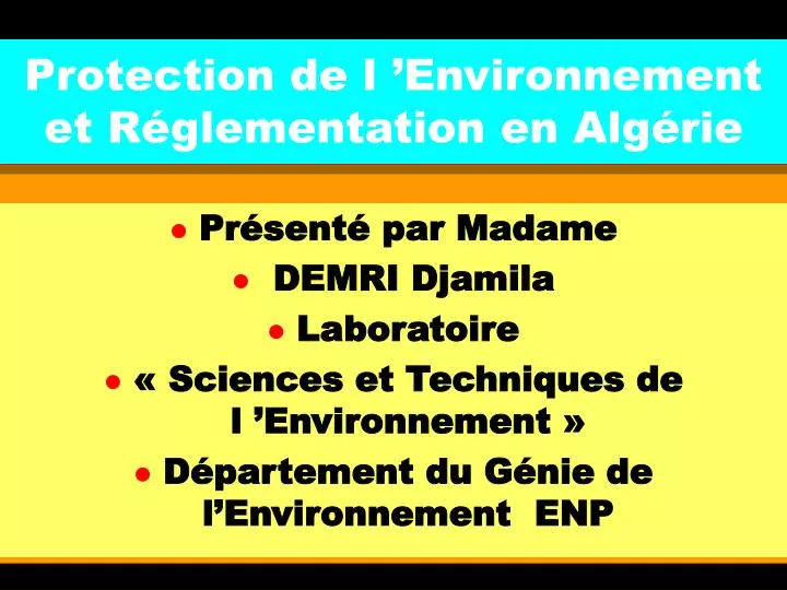 protection de l environnement et r glementation en alg rie