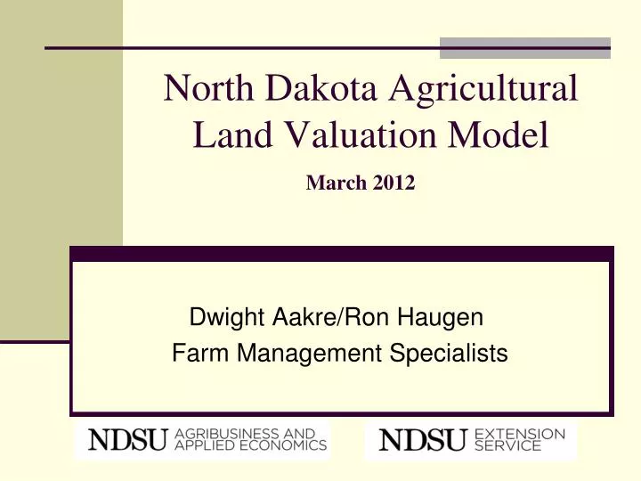 north dakota agricultural land valuation model