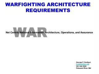 WARFIGHTING ARCHITECTURE REQUIREMENTS
