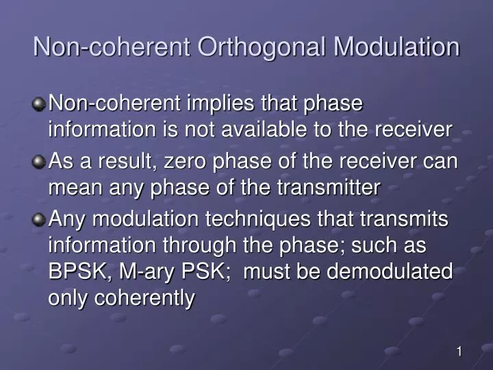 non coherent orthogonal modulation