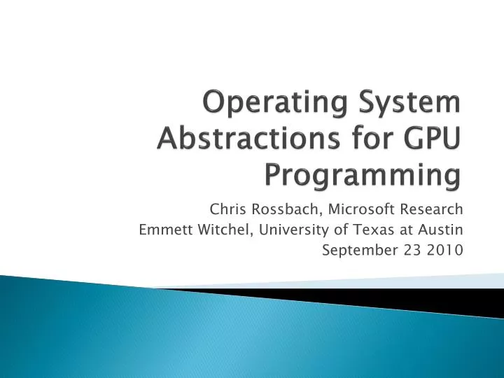operating system abstractions for gpu programming
