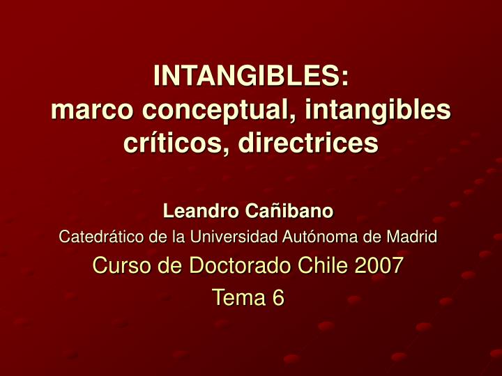 intangibles marco conceptual intangibles cr ticos directrices