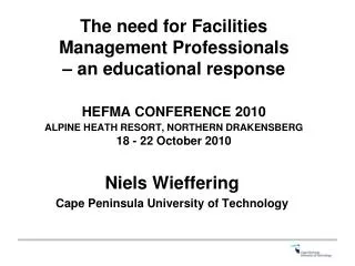 Niels Wieffering Cape Peninsula University of Technology