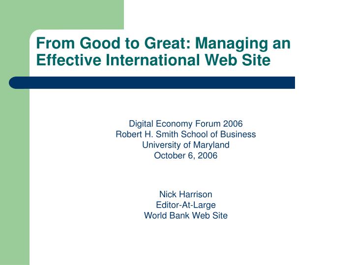 from good to great managing an effective international web site