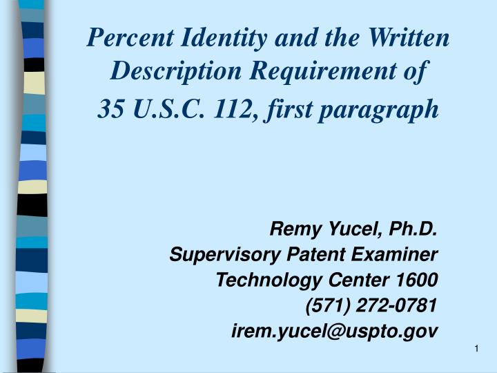 percent identity and the written description requirement of 35 u s c 112 first paragraph