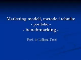 marketing modeli metode i tehnike portfolio benchmarking