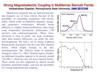 Strong Magnetoelectric Coupling in Multiferroic Bismuth Ferrite Venkatraman Gopalan, Pennsylvania State University, DMR