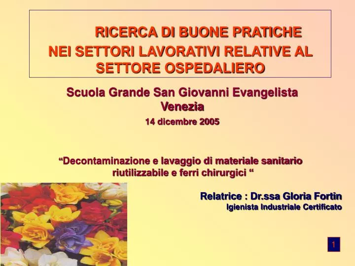 ricerca di buone pratiche nei settori lavorativi relative al settore ospedaliero