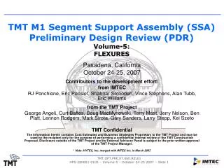 TMT M1 Segment Support Assembly (SSA) Preliminary Design Review (PDR) Volume-5: FLEXURES